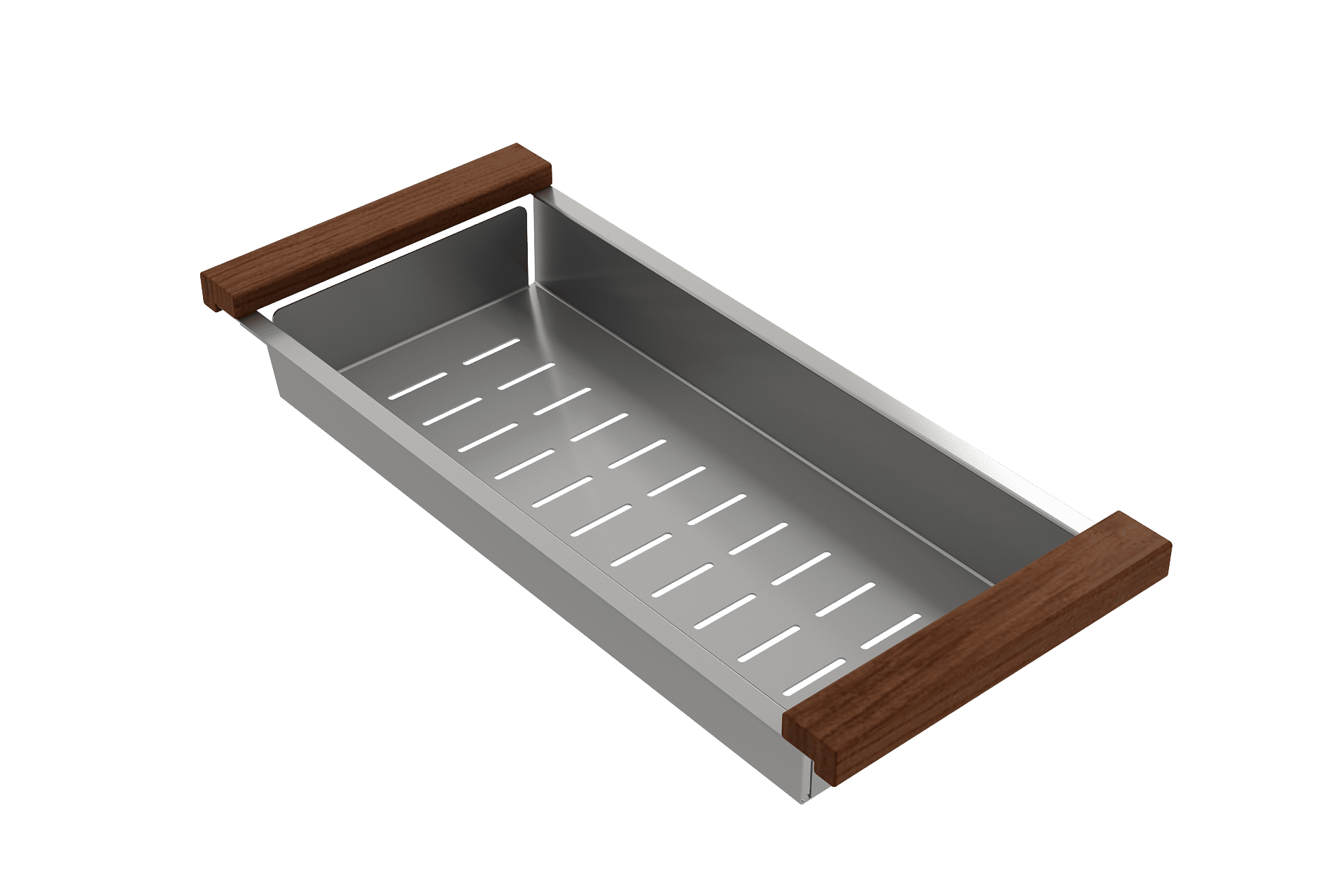 Deep Stainless Steel Colander with Sapele Mahogany Handles