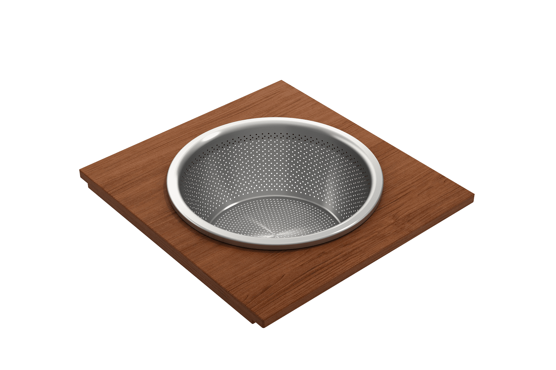 16" Brown Wood Prep Board with Stainless Steel Mixing Bowl