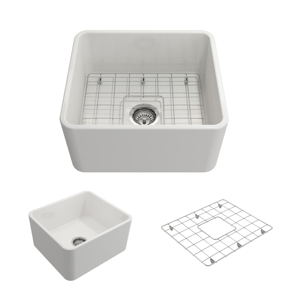 20'' White Fireclay Farmhouse Apron Kitchen Sink