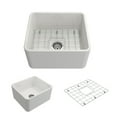 thumbnail image 1 of BOCCHI Classico Farmhouse Apron Front Fireclay 20 in. Single Bowl Kitchen Sink with Protective Bottom G+D8:D151rid and Strainer in White, 1 of 5