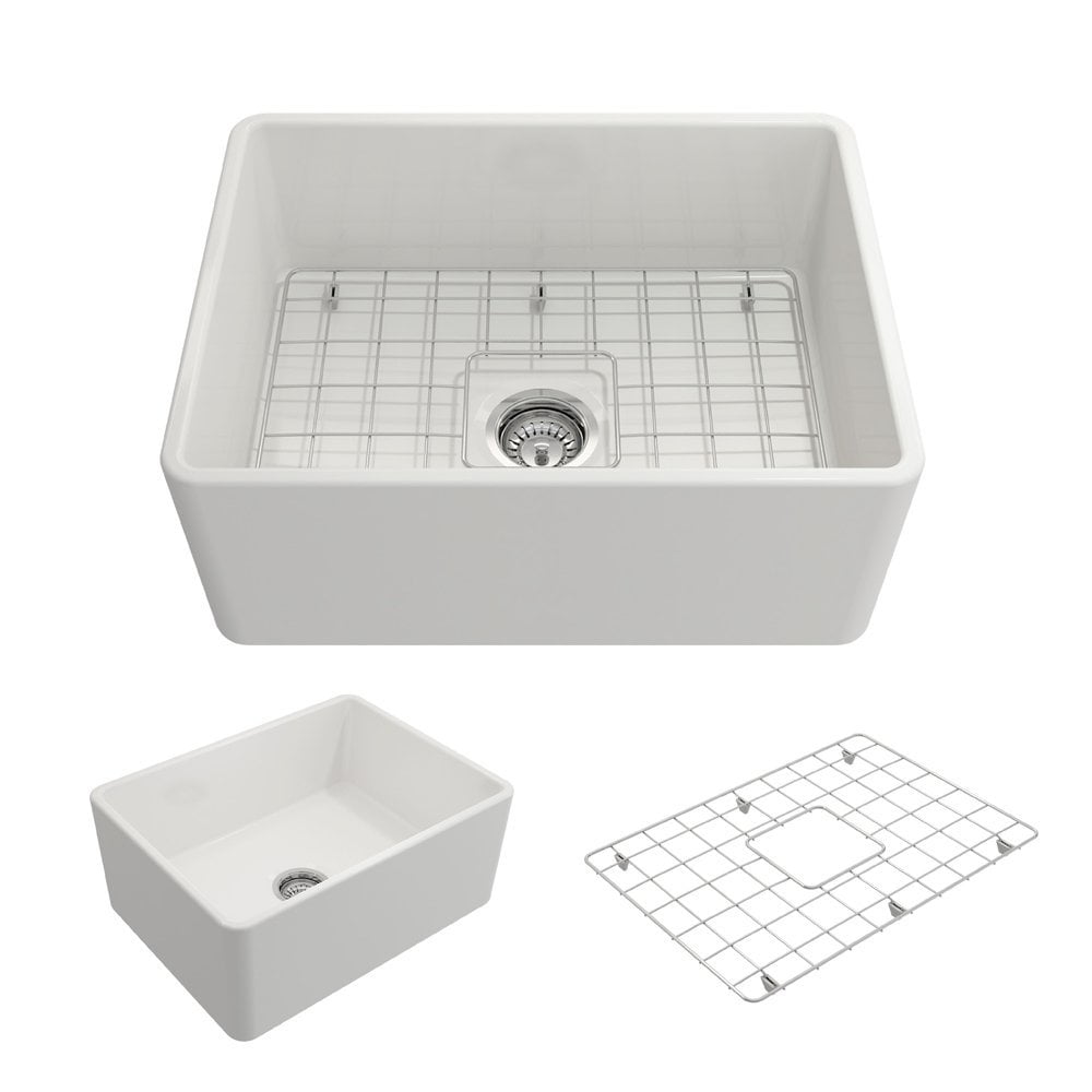 Classico White Fireclay 24" Farmhouse Apron Front Kitchen Sink