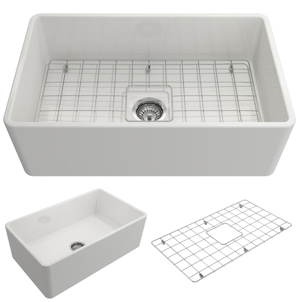 30'' White Fireclay Farmhouse Apron Kitchen Sink