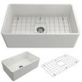 thumbnail image 1 of BOCCHI Classico Farmhouse Apron Front Fireclay 30 in. Single Bowl Kitchen Sink with Protective Bottom Grid and Strainer in White, 1 of 7