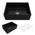 thumbnail image 1 of BOCCHI Contempo Apron Front Fireclay 27 in. Single Bowl Kitchen Sink with Protective Bottom Grid and Strainer in Matte Black, 1 of 7