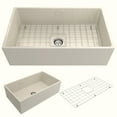 thumbnail image 1 of BOCCHI Contempo Apron Front Fireclay 33 in. Single Bowl Kitchen Sink with Protective Bottom Grid and Strainer in Biscuit, 1 of 6