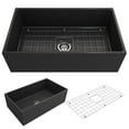 thumbnail image 1 of BOCCHI Contempo Apron Front Fireclay 33 in. Single Bowl Kitchen Sink with Protective Bottom Grid and Strainer in Matte Dark Gray, 1 of 6