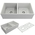 thumbnail image 1 of BOCCHI Contempo Apron Front Fireclay 36 in. Double Bowl Kitchen Sink with Protective Bottom Grid and Strainer in Matte White, 1 of 6