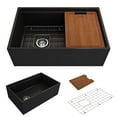 thumbnail image 1 of BOCCHI Contempo Apron Front Step Rim Fireclay 30 in. Single Bowl Kitchen Sink with Protective Bottom Grid and Strainer in Matte Black, 1 of 6