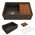 thumbnail image 1 of BOCCHI Contempo Apron Front Step Rim Fireclay 30 in. Single Bowl Kitchen Sink with Protective Bottom Grid and Strainer in Matte Brown, 1 of 6