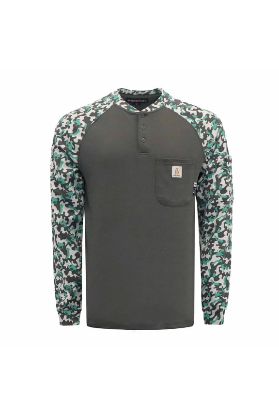 FR Shirts Flame Resistant Henley Printed and Camo Two Tone 7oz Men's Fire Retardant Work Shirts