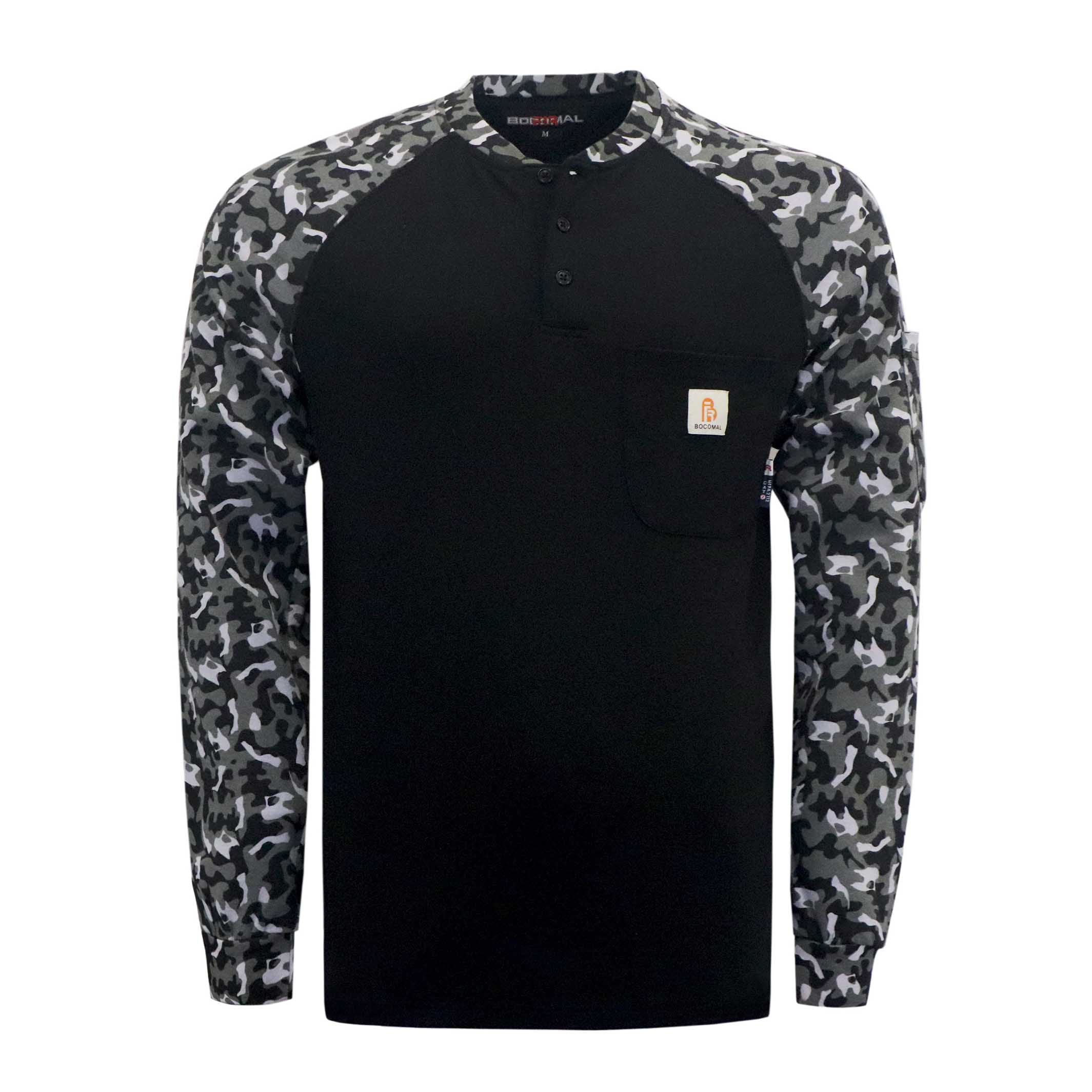 FR Shirts Flame Resistant Henley Printed and Camo Two Tone 7oz