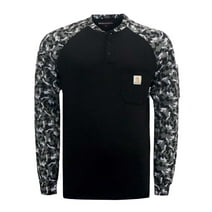 BOCOMAL FR Shirts Flame Resistant Henley Printed and Camo Two Tone 7oz Men's Fire Retardant Work Shirts