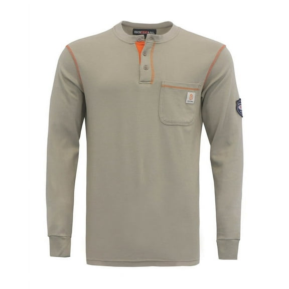 BOCOMAL FR Shirts Flame Resistant Shirts FR T Shirt NFPA2112/CAT2 7oz Men's Long Sleeve Fire Retardant Henley Shirts
