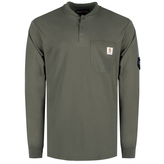 BOCOMAL FR Shirts for Men Flame Resistant Shirt 5.5oz 100% Cotton Light Weight CAT2 Fire Retardant Henley Shirts