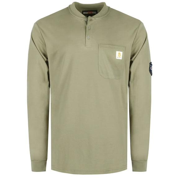 BOCOMAL FR Shirts for Men Flame Resistant Shirt 5.5oz 100% Cotton Light Weight CAT2 Fire Retardant Henley Shirts