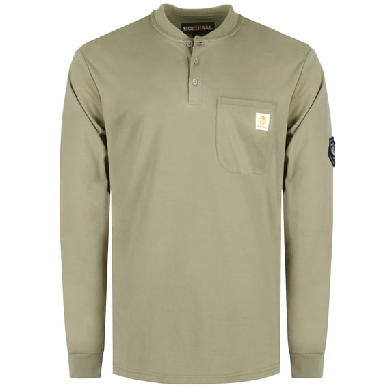 BOCOMAL FR Shirts for Men Flame Resistant Shirt 5.5oz 100% Cotton Light Weight CAT2 Fire Retardant Henley Shirts
