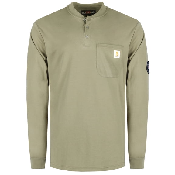 BOCOMAL FR Shirts for Men Flame Resistant Shirt 5.5oz 100% Cotton Light Weight CAT2 Fire Retardant Henley Shirts
