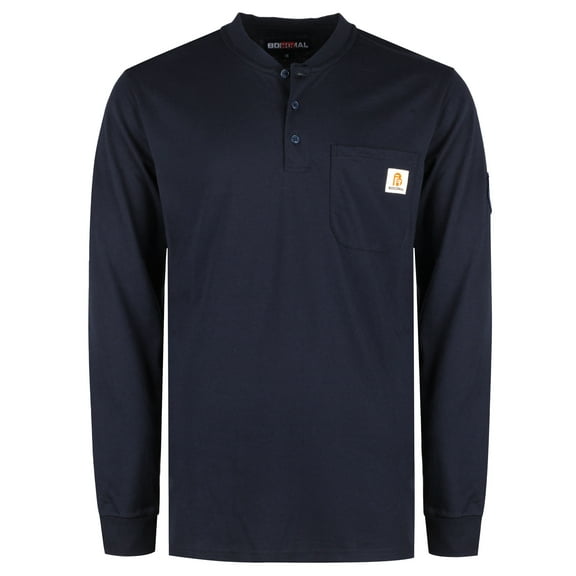 BOCOMAL FR Shirts for Men Flame Resistant Shirt 5.5oz 100% Cotton Light Weight CAT2 Fire Retardant Henley Shirts