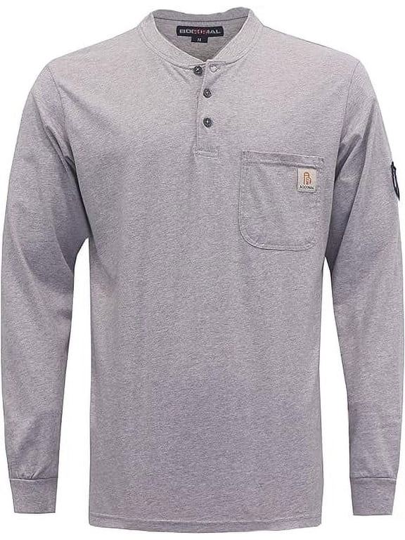 FR Shirts for Men Flame Resistant Shirt 5.5oz 100% Cotton Light Weight CAT2 Fire Retardant Henley Shirts