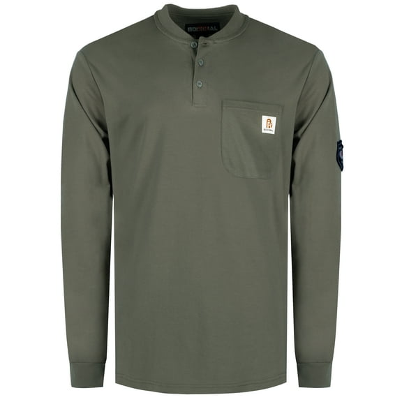 BOCOMAL FR Shirts for Men Flame Resistant Shirt 5.5oz 100% Cotton Light Weight CAT2 Fire Retardant Henley Shirts