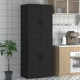 thumbnail image 1 of BOCVKENN Kitchen Pantry Cabinet, 67.7" Tall Wood Storage Cabinet with 4 Doors and Shelves Freestanding Cupboard for Dining Room Living Room Bathroom,Black, 1 of 7