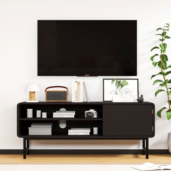 BOCVKENN TV Stand, Mid-Century Modern Television Stand for 43/50" TV, Farmhouse Entertainment Center with Storage, Media Console Table for Living Room, Bedroom