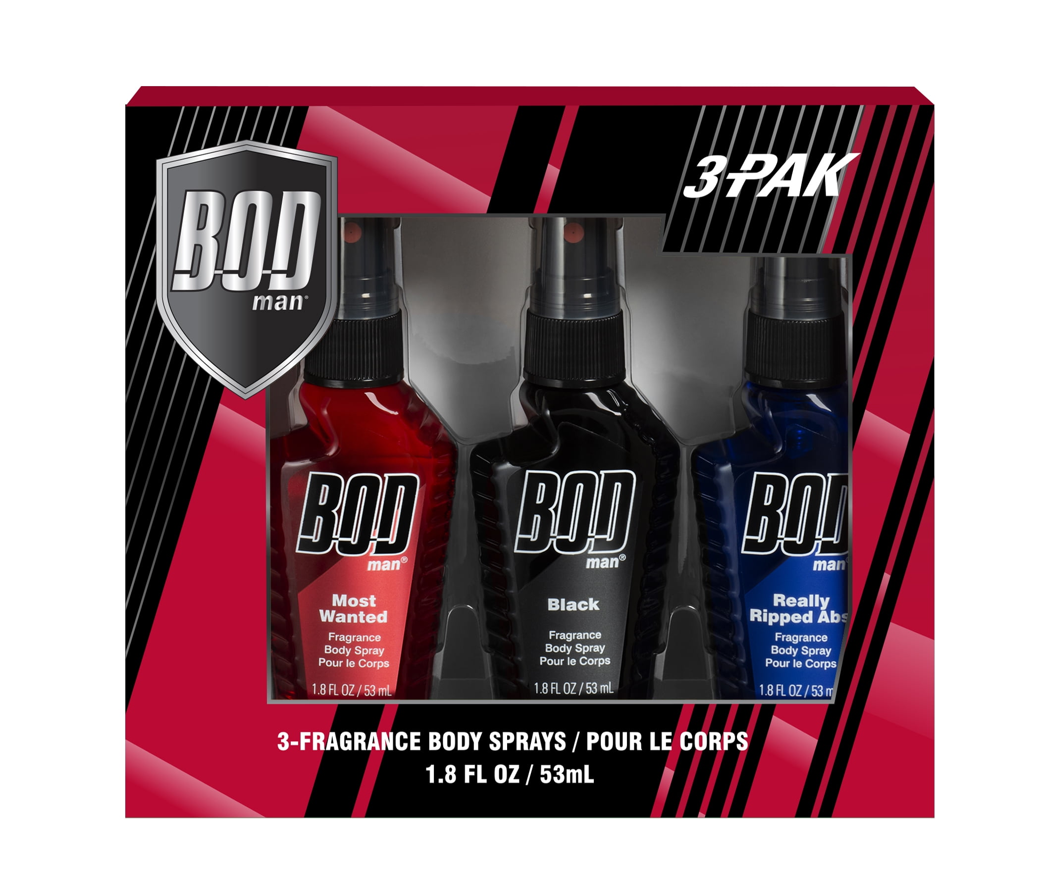 BOD Man Fragrance Body Spray Gift Set, 3 pieces