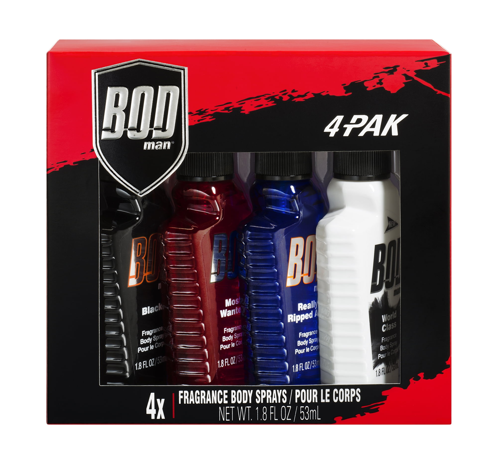 BOD man Fragrance Body Spray, Mini Gift Set, 1.8 oz, 4 Pack