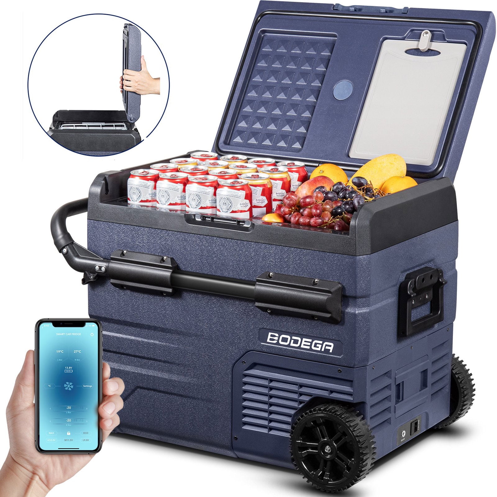 BODEGA 12 Volt Car Refrigerator, 24V DC Portable Car Fridge RV Freezer for Outdoor,Camping,RV and Travel, 48 Quart 45L