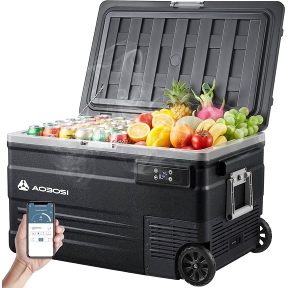 BODEGA 12 Volt Car Refrigerator,80 Quarts Portable Fridge,75L RV Freezer Single Zone,with APP Control,-4℉-68℉ Car Cooler,12/24V DC & 100-240V AC for Travel, Camping,Outdoor,Truck,SUV