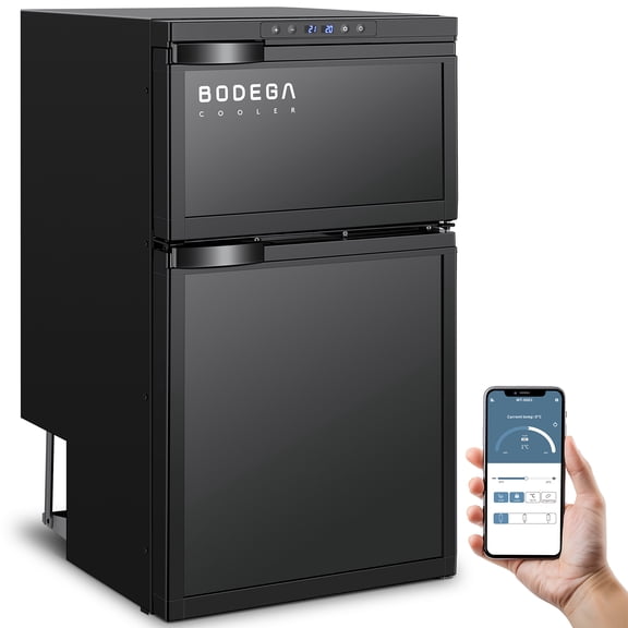 BODEGA 12V RV Refrigerator 80L (2.82 Cu.Ft) Dual Zone Fridge Freezer with APP Control, -468 Compressor Car Refrigerator, 12/24V DC Portable Cooler for RV, Truck, Camper, Boat