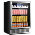 thumbnail image 1 of BODEGA 24 Inch Beverage Refrigerator 180 Cans Built-in & Freestanding with Removable Shelves and Dual Layer Glass Door, Under Counter Fridge with Touch Screen, Safety Lock for Beer Soda Water, 1 of 10