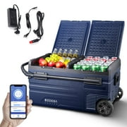BODEGACOOLER 12 Volt Car Refrigerator Dual Zone, Electric Cooler Portable Freezer Fridge APP Control, 80 Quart75L Compressor Fridge 12V/24VDC 110240V AC, for Truck Van SUV Boat Travel Camping Trip