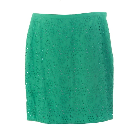 BODEN Women's Broderie Pencil Skirt, Green, US 4L