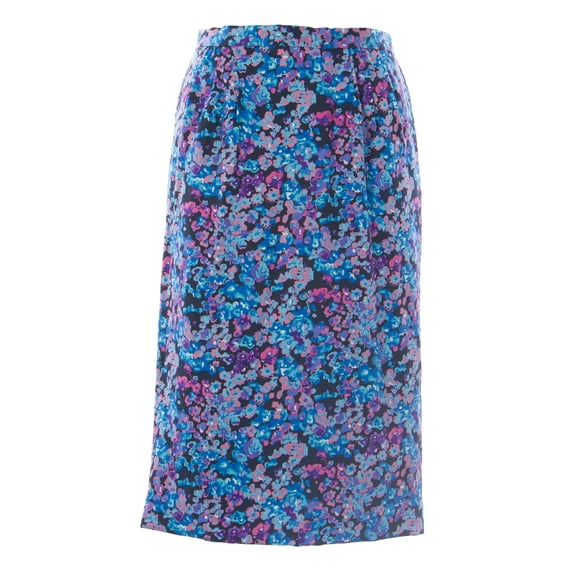 BODEN Women's Floral Silky Pencil Skirt US Sz 4L Blue/Pink/Purple