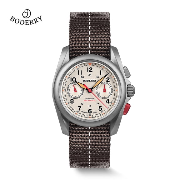 BODERRY Men's Field Watches Titanium Mechanical Chronograph Top Brand Wristwatch 100M Waterproof Clock Military Watch for Men