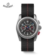 BODERRY Mens Field Watches Titanium Mechanical Chronograph Top Brand Wristwatch 100M Waterproof Clock Military Watch for Men