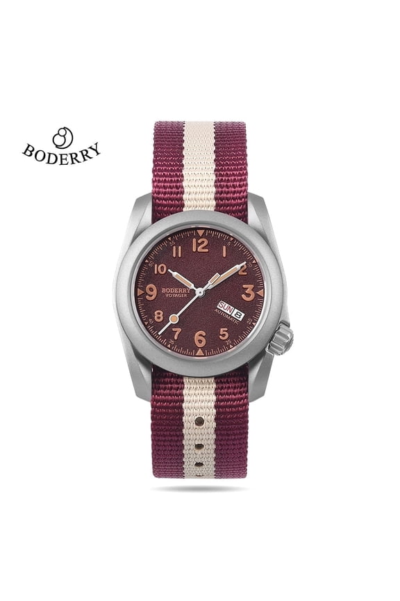 Men's Watch Titanium Automatic Field Watch 40mm Military Watch Day Date Function 100M Waterproof with Nylon Strap Japanese Mechanical Movement