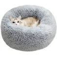 thumbnail image 1 of BODISEINT Modern Soft Plush Round Pet Bed for Cats or Small Dogs, Mini Medium Sized Dog Cat Bed Self Warming Autumn Winter Indoor Snooze Sleeping Cozy Kitty Teddy Kennel (M(23.6”Dx7.9 H), Light Grey), 1 of 9