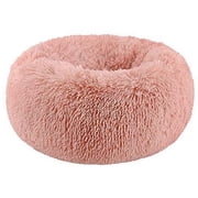 BODISEINT Modern Soft Plush Round Pet Bed for Cats or Small Dogs, Mini Medium Sized Dog Cat Bed Self Warming Autumn Winter Indoor Snooze Sleeping Cozy Kitty Teddy Kennel S19.7 Dx7.9 H, Pink