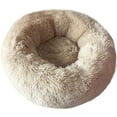 thumbnail image 1 of BODISEINT Modern Soft Plush Round Pet Bed for Cats or Small Dogs, Mini Medium Sized Dog Cat Bed Self Warming Autumn Winter Indoor Snooze Sleeping Cozy Kitty Teddy Kennel (S(19.7”Dx7.9 H, Champagne), 1 of 8