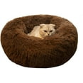 thumbnail image 1 of BODISEINT Modern Soft Plush Round Pet Bed for Cats or Small Dogs, Mini Medium Sized Dog Cat Bed Self Warming Autumn Winter Indoor Snooze Sleeping Cozy Kitty Teddy Kennel (S(19.7”Dx7.9 H, Chocolate), 1 of 7