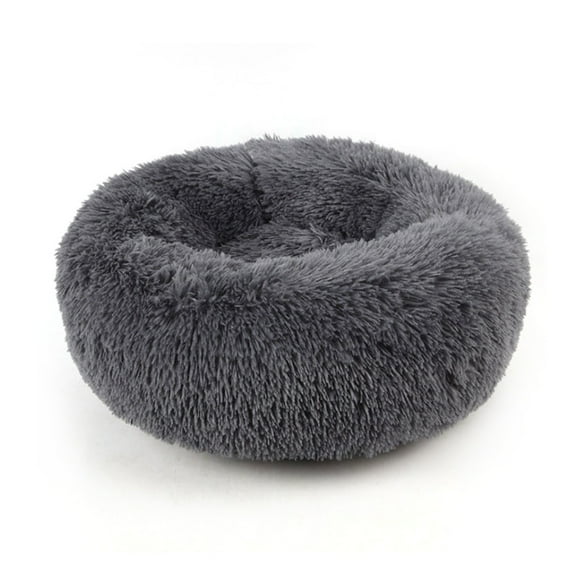 BODISEINT Modern Soft Plush Round Pet Bed for Cats or Small Dogs, Mini Medium Sized Dog Cat Bed Self Warming Autumn Winter Indoor Snooze Sleeping Cozy Kitty Teddy Kennel (M(23.6”Dx7.9 H), Dark Grey)