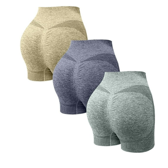 BODOAO 3 Piece Workout Shorts for Women Scrunch Butt Lifting High Waisted Yoga Gym Seamless Booty Biker Shorts Yoga Shorts Scrunch Butt Lifting Workout Shorts Running Gym Biker Shorts K Xxl