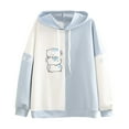 thumbnail image 1 of BODOAO Animal Cartoon Hoodie for Teens Teenagers Oversize Top Sweatshirt Jumper Shirt Sleeve Women Sweatshirt Long Print Splice Tops Casual Fashion Women's Hoodies Sweatshirts Blue M, 1 of 4