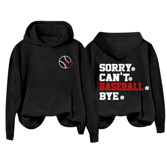 BODOAO Baseball Hoodies for Womens 2025 Letterprinted Baseball Long Sleeved Hoodie Baseball Mom Sweatshirt Funny Game Day Baseball Pullover Tops Fall Outfits Trendy Fashion Pullover Tops Black S