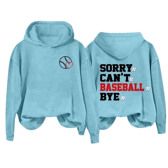 BODOAO Baseball Hoodies for Womens 2025 Letterprinted Baseball Long Sleeved Hoodie Baseball Mom Sweatshirt Funny Game Day Baseball Pullover Tops Fall Outfits Trendy Fashion Pullover Tops Light Blue M