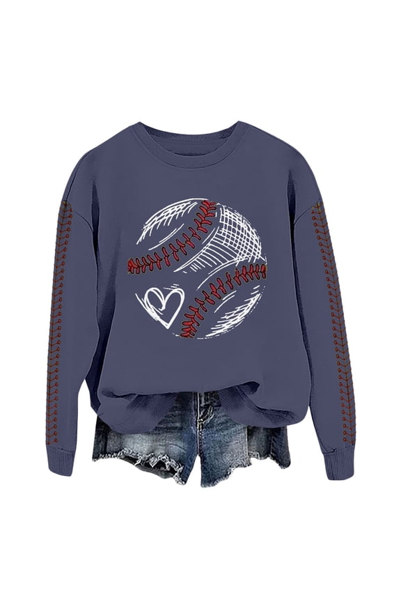 Baseball Mom Sweatshirt for Women Men Game Day Pullover Shirts Softball Sport Fan Lovers Gifts White Casual Long Sleeve Tops Holiday Tee Spring Baseball Print Crew Neck Loose Casual Top Navy M