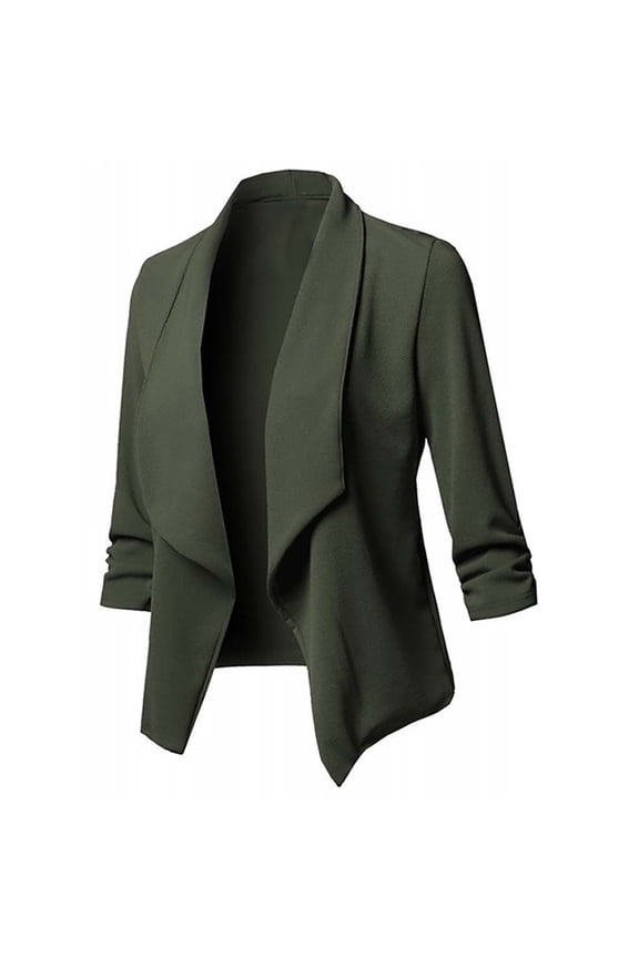 Blazer Jackets for Women Casual Long Sleeve Elegant Work Office Jacket Open Front Cardigan Outwear Cardigan Womens Coat Long Jacket Front Solid Sleeve Casual Women's Coat Army Green Xxl