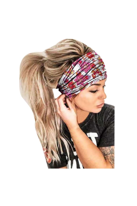 Boho Butterfly Headbands for Women Non Slip Wide Elastic Soft Fashion Printed Head Wraps Hair Accessories for Yoga Workout Gym Running Gifts for Women Girls White One Size